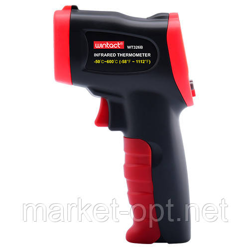 Безконтактний інфрачервоний термометр (пірометр) — 50-600 °C, 12:1, EMS = 0,1-1 WINTACT WT326B, фото 1