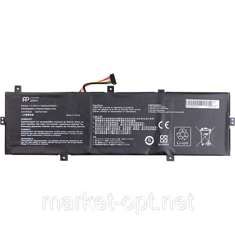 Акумулятор PowerPlant для ноутбуків ASUS Zenbook UX430U (C31N1620) 11.55V 3400mAh, фото 1