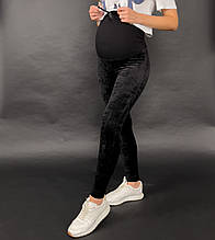 Лосини жіночі для вагітних чорні велюрові на хутрі