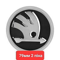 Значок Шкода Skoda 79 мм Емблема Octavia Tour, A5, Fabia, Rapid, Superb логотип шильдик Фабия Октавия значки