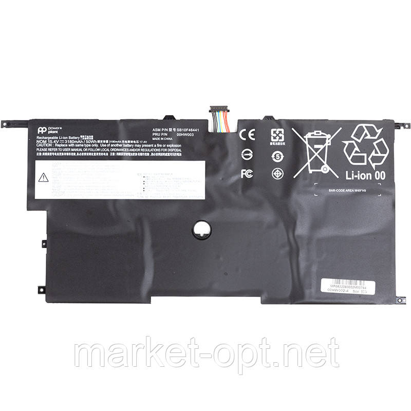 Акумулятор PowerPlant для ноутбуків LENOVO ThinkPad X1 Carbon Gen3 3rd 2015 (00HW002) 15.4V 3180mAh, фото 1