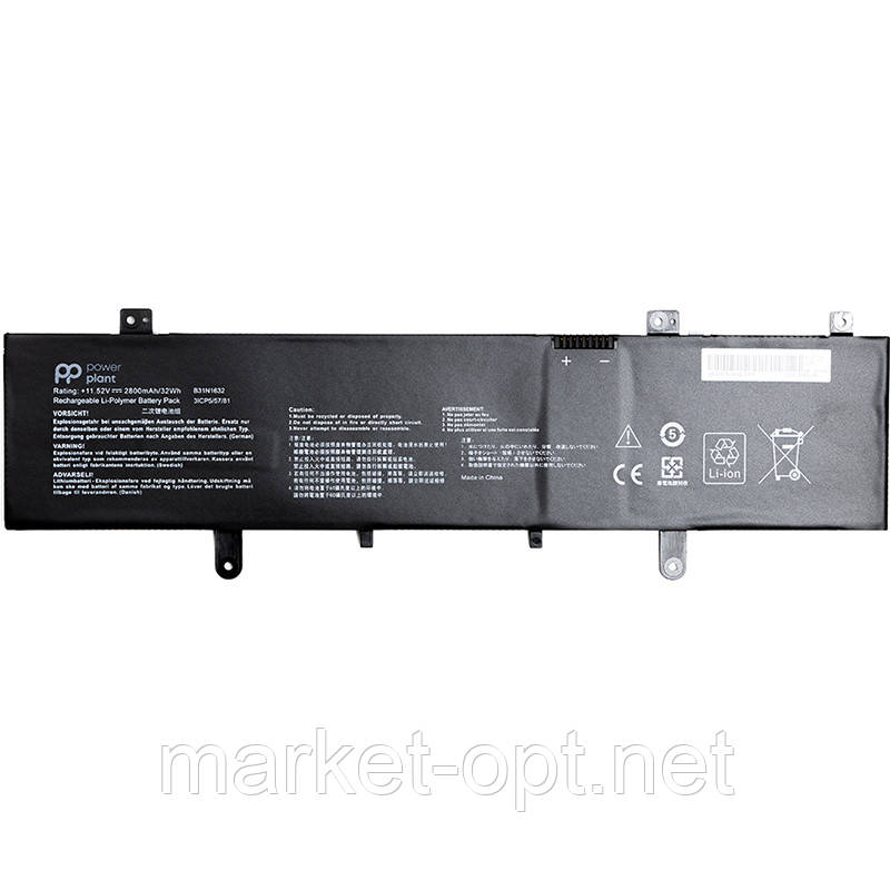 Акумулятор PowerPlant для ноутбуків ASUS Vivobook 14 X405 (B31N1632) 11.52V 2800mAh, фото 1