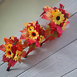 Осінній обруч — з подвійним осіннім декором (листямі плодами та квітами)., фото 3