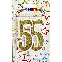 Свічка цифра 55 ювілейна з золотом