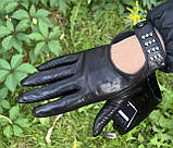 Шкіряні жіночі рукавички без підкладки (сенсорні), фото 2