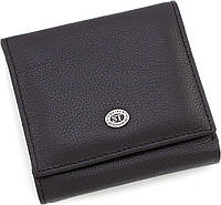 Черный маленький кошелек из натуральной кожи c большой монетницей ST Leather