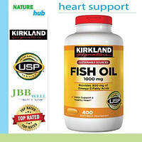 Рыбий жир Omega-3 Kirkland Signature Fish Oil 1000mg, 400 гелевых капсул, США