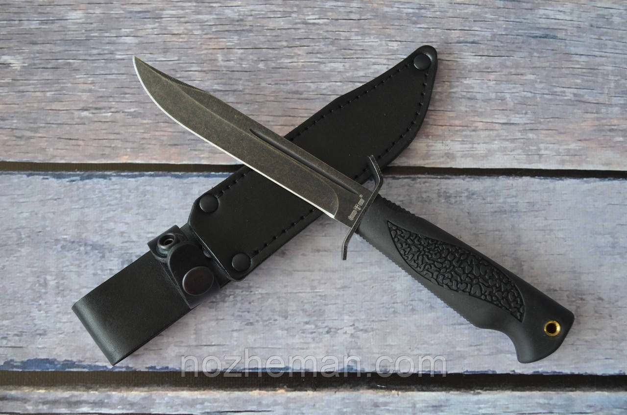 Ніж нескладний Фінка 3, виготовляється з нержавіючої сталі, зі шкіряним чохлом в комплекті, фото 1