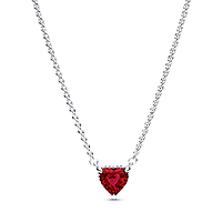 . Серебряное ожерелье Пандора "Красное сердце"