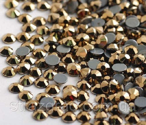 Стрази термоклеевие Premium GOLD AURUM SS16 Hot Fix 100 шт.
