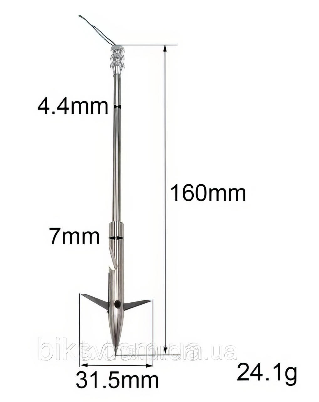 Дротик гарпун стрела для рыбалки боуфишинг ровные складные усы задний зацеп 25гр 160мм Bowfishing \ - фото 3 - id-p1960055382