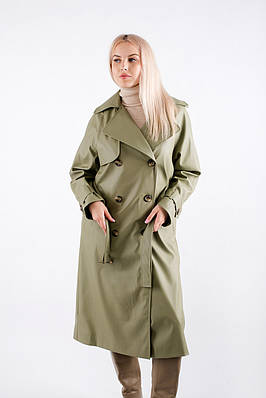 Жіночий тренч з котону хакі 24953 (2000000114804)
