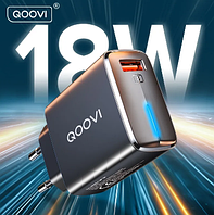 Зарядний пристрій 18W QOOVI з індикатором Quick Charge 3.0 Швидка зарядка для телефону КОД:MS05