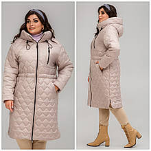 Жіноче демісезонне пальто прямого силуету Новела беж, розміри 48,50