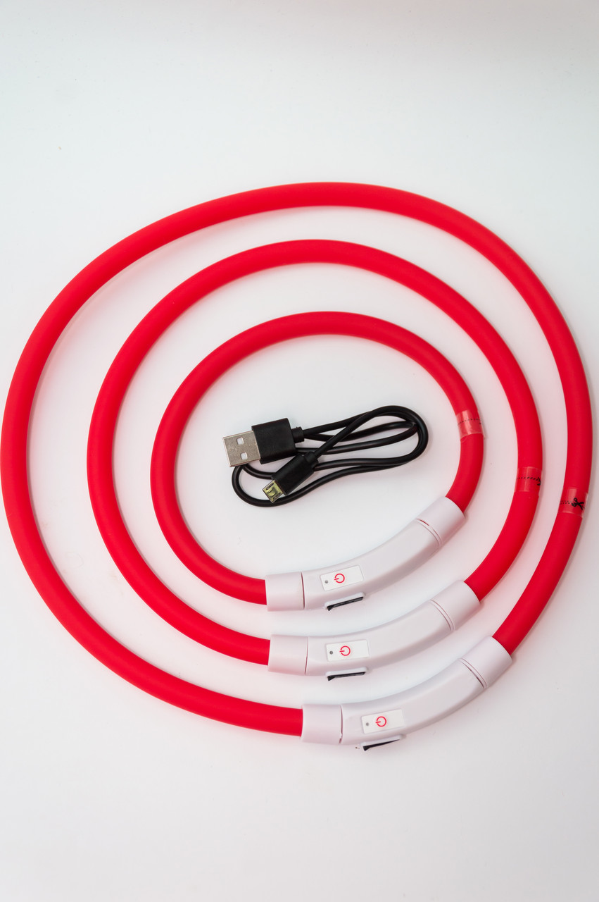 LED нашийник світлодіодний для котів з USB зарядкою 20-35 см Червоний