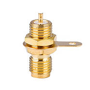 Роз'єм приладовий різьбовий SMA Female (мама, розетка), гніздо монтажне на корпус під пайку з гайкою і шайбою, фото 5