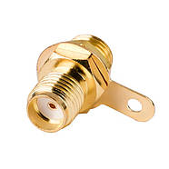 Роз'єм приладовий різьбовий SMA Female (мама, розетка), гніздо монтажне на корпус під пайку з гайкою і шайбою, фото 3