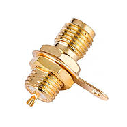 Роз'єм приладовий різьбовий SMA Female (мама, розетка), гніздо монтажне на корпус під пайку з гайкою і шайбою, фото 4