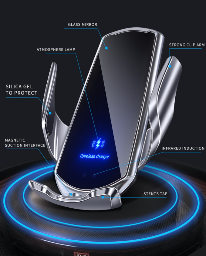 Q3 Автомобильное беспроводное зарядное устройство держатель телефона в авто с беспроводной зарядкой 15Вт - фото 8 - id-p1960230063