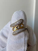 Золотое кольцо с россыпью белых фианитов размер 17.5