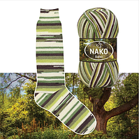Нитки та пряжа для в'язання шкарпеткова напіввовна 75/25 Boho Desen NAKO Бохо Десен Нако  № 82168