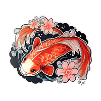 Japanese Koi fish sticker 9*9cm. Вологостійка наклейка
