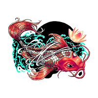 Koi fish lotos sticker 9*9 cm. Вологостійка наклейка