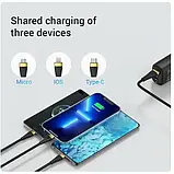Кабель Asometech 100w 3 в 1 Type-C + Lightning + microUSB — USB 125 см, фото 3