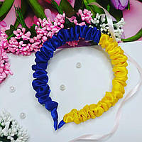 Обідок для волосся в українському стилі Скранч (обруч жовто-синій під вишиванку, прикраса на голову, шкільний для дівчинки)