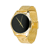 Часы ZIZ Минимализм черный на металлическом браслете (золото) оригинальные наручные часы