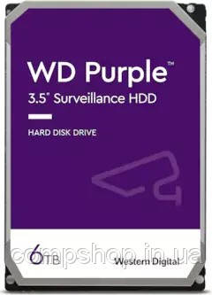 Жорсткий диск 3.5"   6TB  Western Digital WD Purple  (SATA 6Gb/s, 256MB, 5640rpm) (WD64PURZ) (код 136620), фото 1
