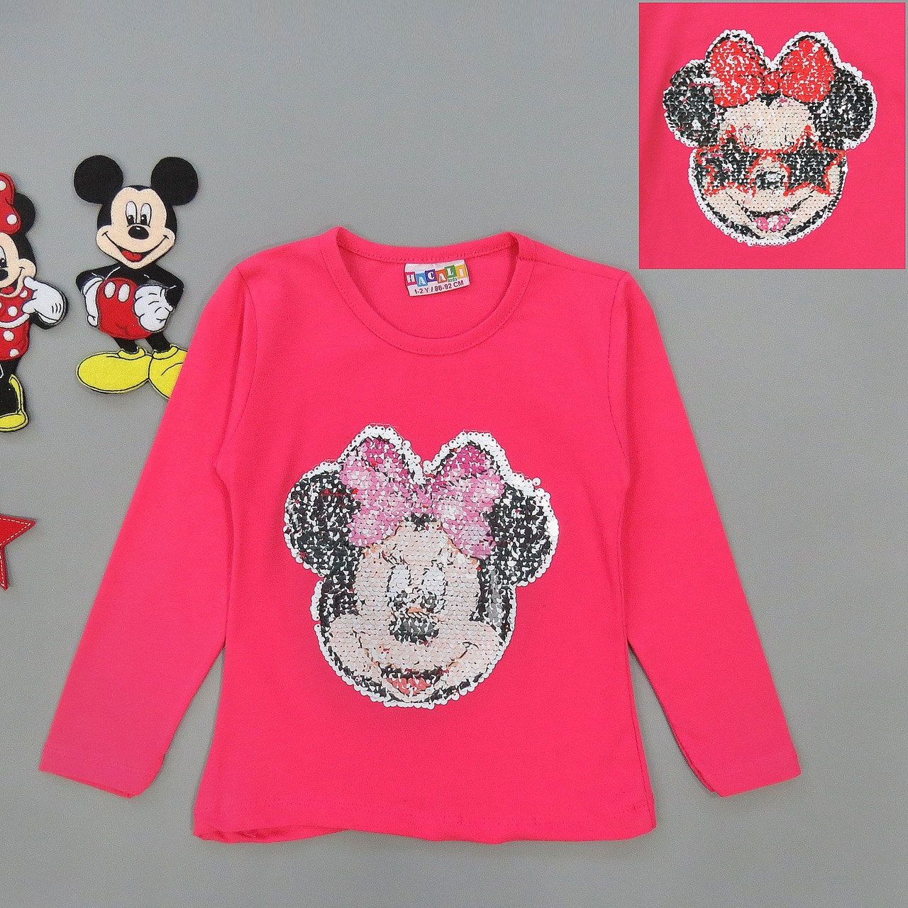 Лонгслів Minnie Mouse для дівчинки (двосторонні паєтки). 86-92; 110-116; 122-128 см
