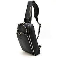 Кожаный рюкзак-слинг нагрудная сумка TARWA RA-0910-4lx черный