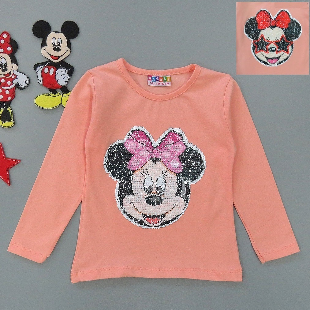 Лонгслів Minnie Mouse для дівчинки (двосторонні паєтки). 98-104; 110-116 см