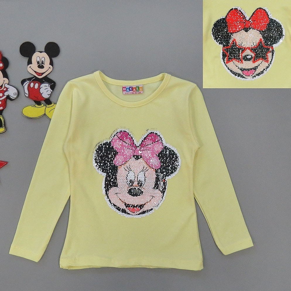 Лонгслів Minnie Mouse для дівчинки (двосторонні паєтки). 110-116; 122-128 см