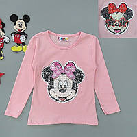 Лонгслив Minnie Mouse для девочки (двусторонние пайетки). 110-116; 122-128 см