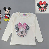 Лонгслив Minnie Mouse для девочки (двусторонние пайетки). 98-104; 122-128 см 98-104 см
