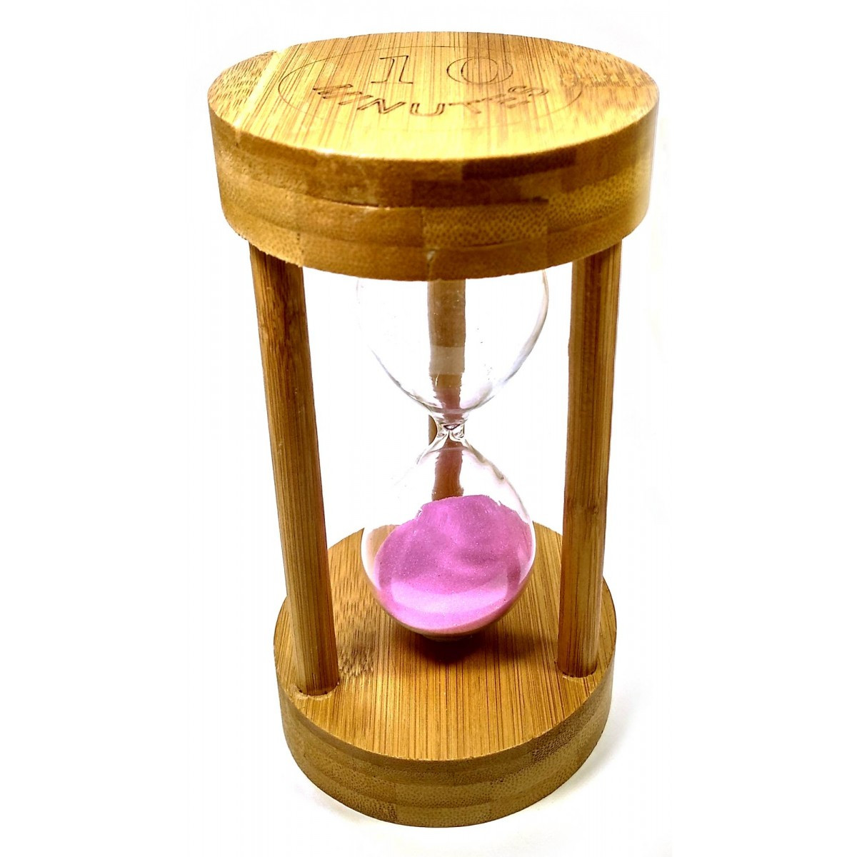 Пісочний годинник на 10 хв із рожевим піском у дереві