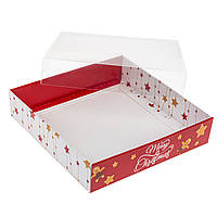 Коробка для пряника з ПВХ кришкою 160х160х35 "Merry Christmas"