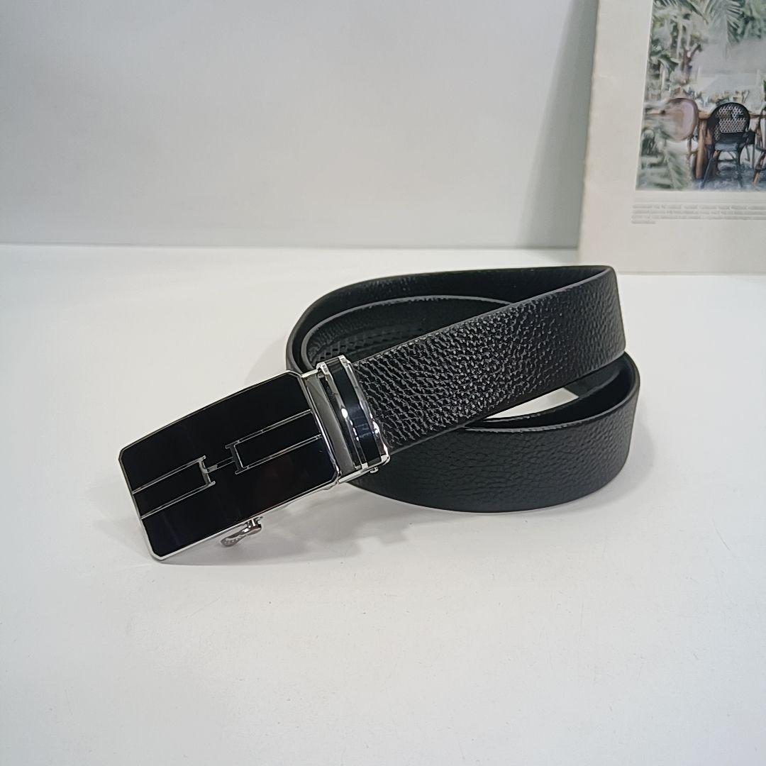 Шкіряний ремінь срібна пряжка автомат ШК-00101 пояс Чорний, фото 1