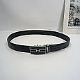 Шкіряний ремінь срібна пряжка автомат ШК-00101 пояс Чорний, фото 5