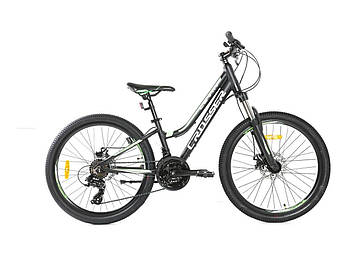 Підлітковий гірський велосипед Crosser levin 24 дюймів розмір рами 12" Чорно-зелений