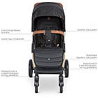 Коляска прогулянкова дитяча з москітною сіткою та дощовик El Camino DYNAMIC PRO ME 1053G Special Black Чорний, фото 4
