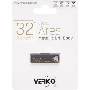 Флешка для зберігання інформації Verico USB 32Gb Ares Black 602849 Чорна в упаковці 1 шт