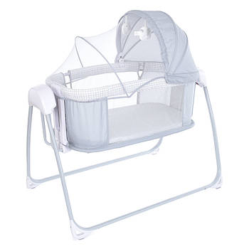Приставне ліжечко для новонароджених з функцією гойдання та таймером Mastela 8902 Сірий
