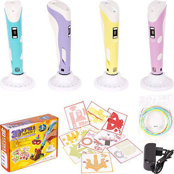 Дитяча 3D Ручка 3 NEW з трафаретами для малювання DX008 з екраном Триде ручка
