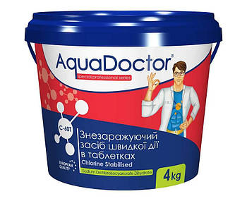 Хімія для басейну швидкий шоковий хлор для води басейн Aquadoctor C60T-4 4 кг таблетки 20 г