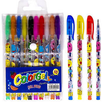 Набір ароматичних гелієвих ручок з 10 кольорів з блискітками 805-10