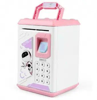 Дитячий сейф-скарбничка з кодовим замком та відбитком пальця Robot Bodyguard Рожевий