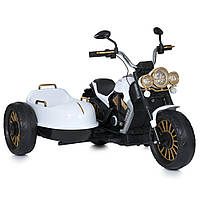 Детский электромотоцикл с люлькой для двоих деток с кожаным сиденьем Bambi M 5049EL-1 Белый